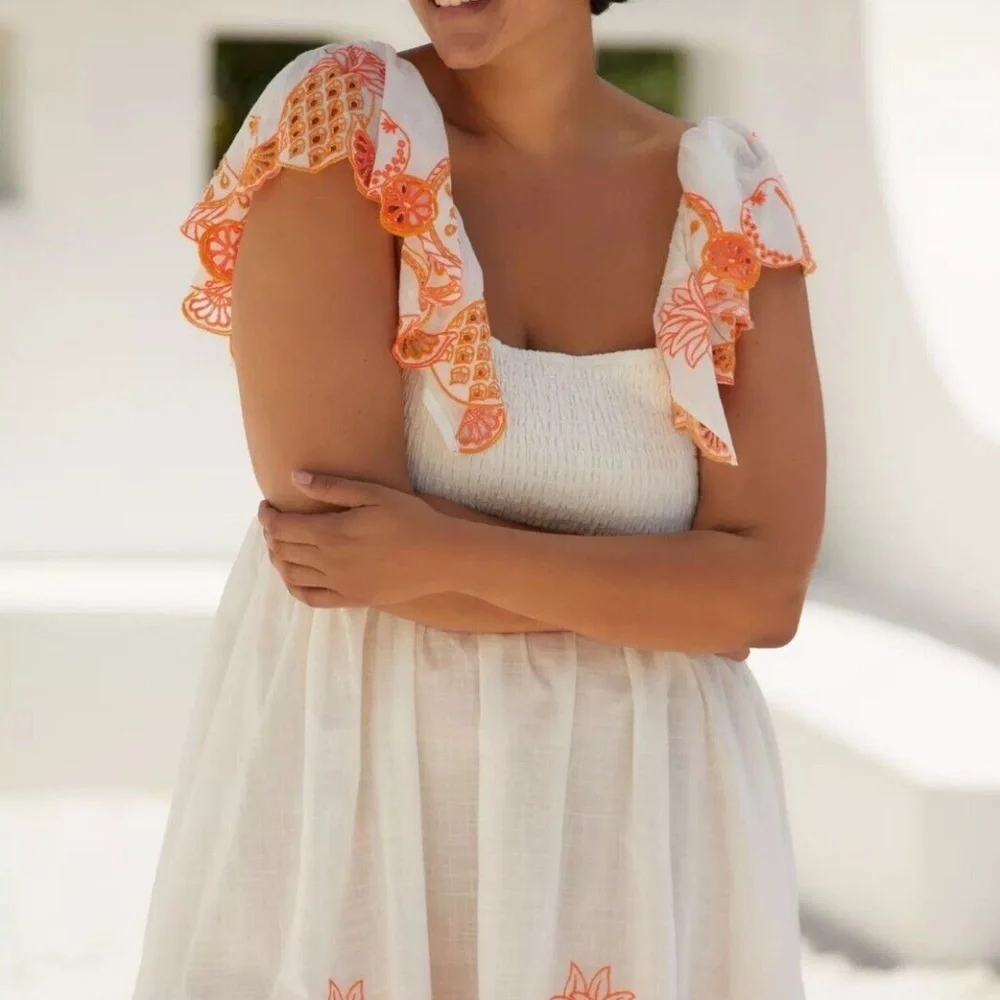 NWT By Anthropologie Flutter-Sleeve Square-Neck Mini Dress XS - Picture 2 of 9